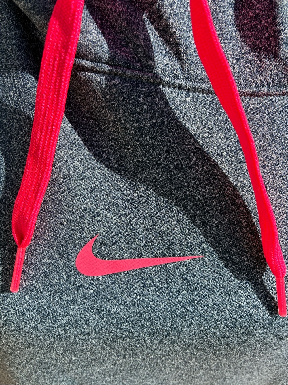 Nike Gray Cowlneck Hoodie with Bright Pink Drawcords & bright pink swoosh L - Picture 5 of 10